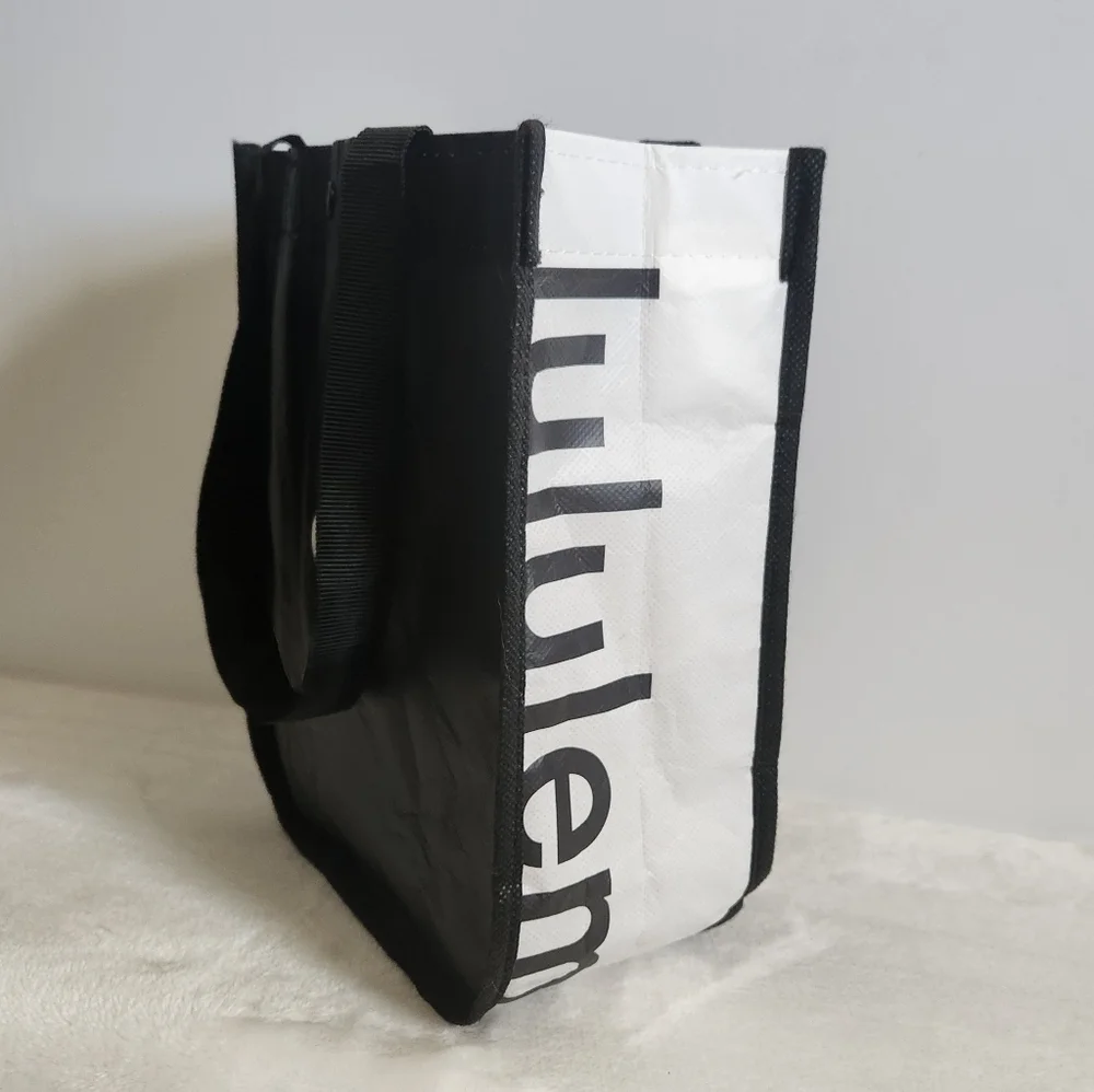 Lululemon Holiday Special Edition Black White Small Reusable Carryall Tote Bag